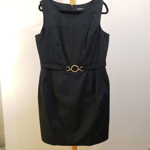 Chetta B cotton faux belt sheath dress zip back - Picture 1 of 4